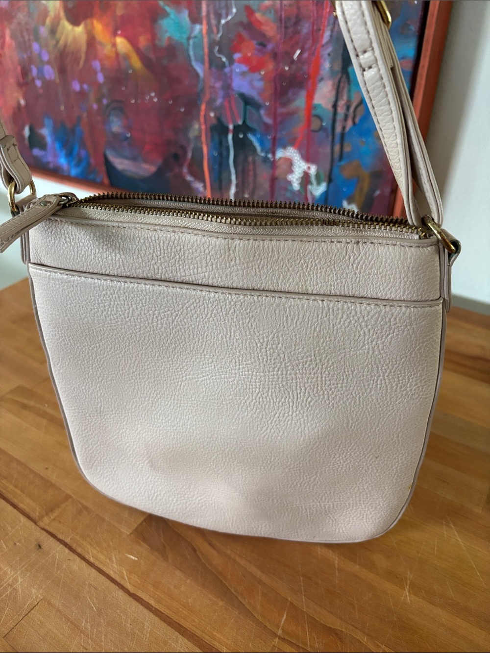 Women’s Cream Crossbody Bag - Minimal Leather Shoulder Purse